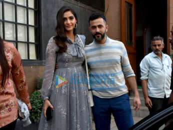 Sonam Kapoor Ahuja and Anand Ahuja snapped at his store in Bandra