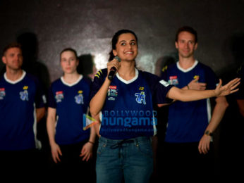 Taapsee Pannu snapped at the unveiling of the new jersey of her badminton team Pune7Aces