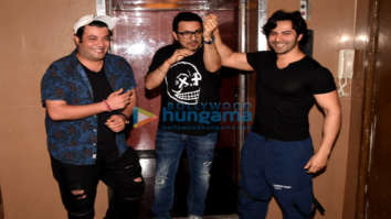 Varun Dhawan, Dinesh Vijan and Varun Sharma spotted post a movie screening