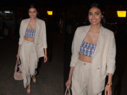 Airport Slay or Nay: Athiya Shetty in Topshop suit, Bershka Collection top and Gucci x Yankees shoes