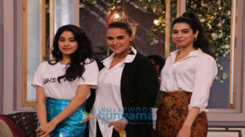 Janhvi Kapoor, Khushi Kapoor and Neha Dhupia snapped on sets of the Vogue BFFs Show