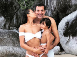 Lisa Haydon slips into a white swimsuit and does a cute boomerang video
