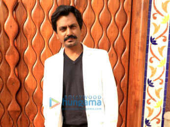 Nawazuddin Siddiqui and Amrita Arora snapped during media interactions for the film Thackeray at Sun n Sand Hotel in Juhu