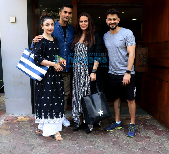 neha dhupia angad bedi soha ali khan and kunal khemu spotted at salt water cafe in bandra 1
