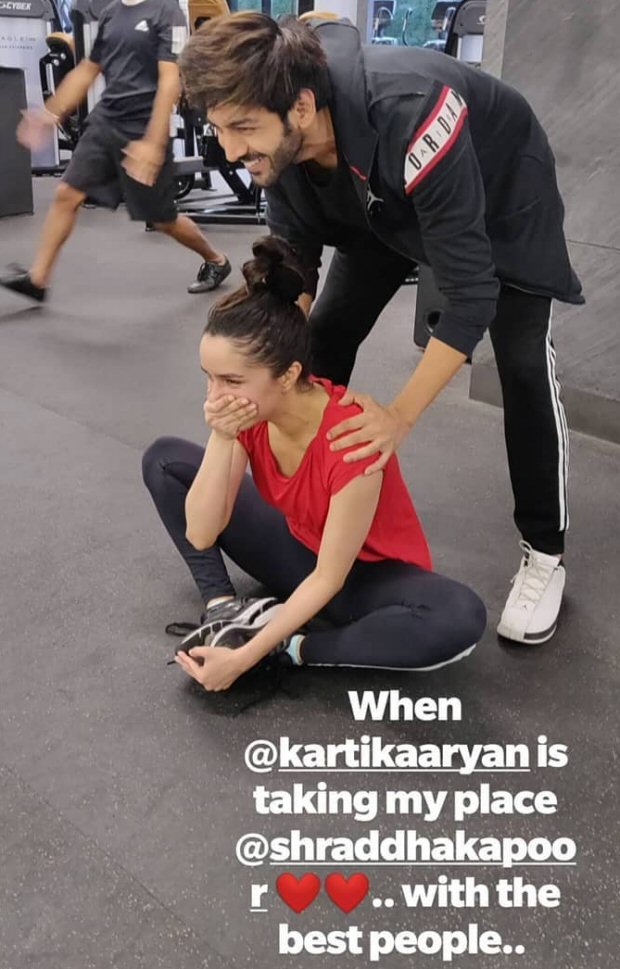 PHOTO ALERT! Kartik Aaryan turns gym trainer for Shraddha Kapoor