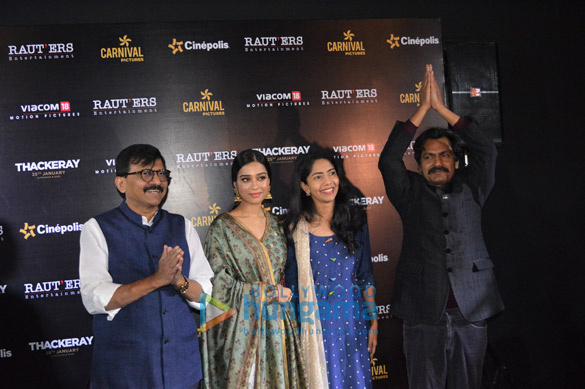 sanjay raut nawazuddin siddiqui and amrita rao snapped at press conference in lucknow for thackeray promotions 2