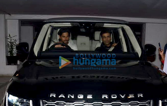 sidharth malhotra spotted in his new car at karan johars house 1