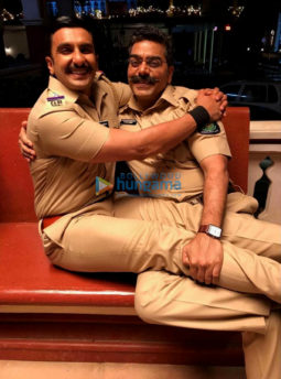 on the sets of the movie Simmba
