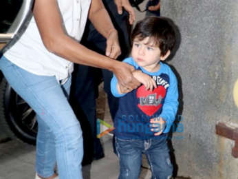 Taimur Ali Khan snapped at Soha Ali Khan's residence in Bandra