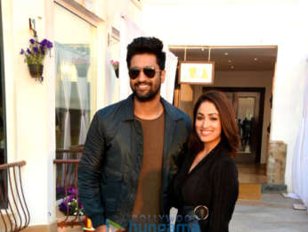 Vicky Kaushal, Yami Gautam and Paresh Rawal snapped promoting Uri in Juhu