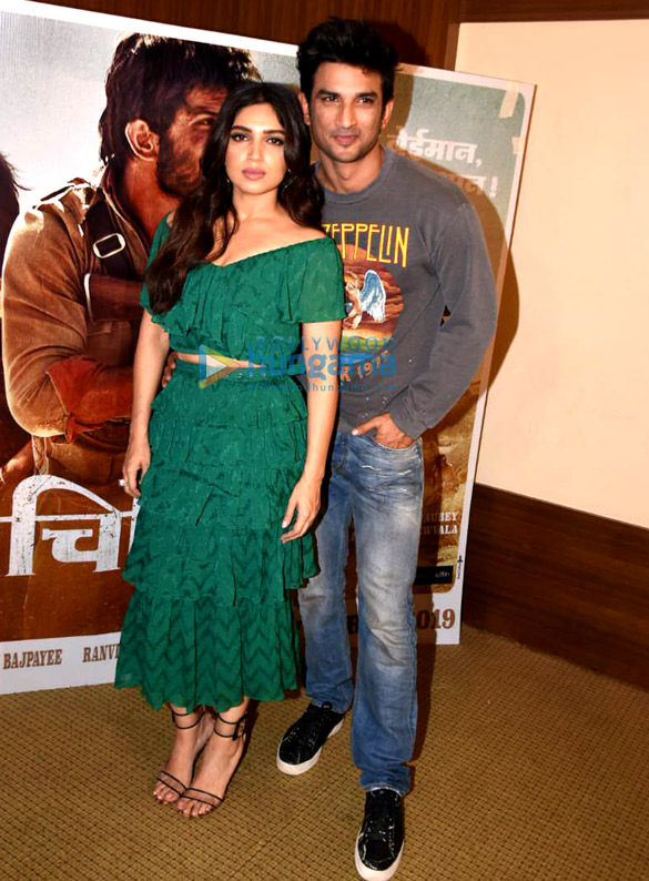 Bhumi Pednekar and Sushant Singh Rajput snapped during media interactions for their film Sonchiriya Bhumi Pednekar and Sushant Singh Rajput snapped during media interactions for their film Sonchiriya