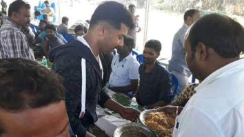 South superstar Suriya serves biryani for the entire crew on the sets of the Mohanlal starrer Kaappaan