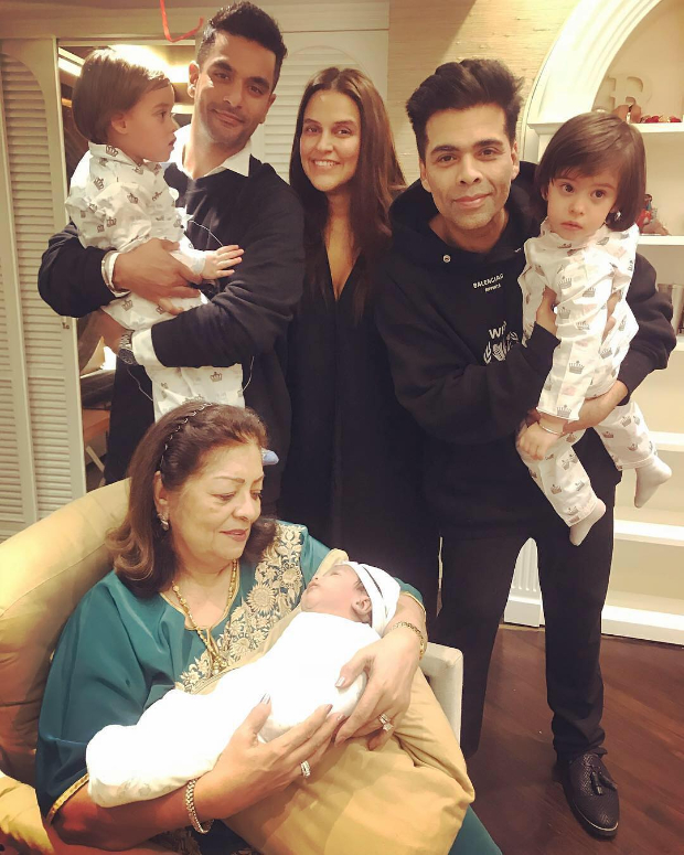 Karan Johar's twins Yash and Roohi turn two, Neha Dhupia shares a sweet of photo of her daughter Mehr meeting them 