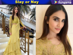Vaani Kapoor in an INR 89,600/- ruffled saree by Anushree Reddy for an event