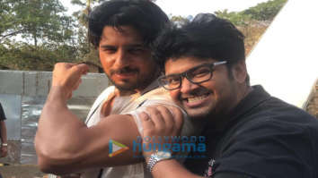 on the sets of the movie Marjaavaan