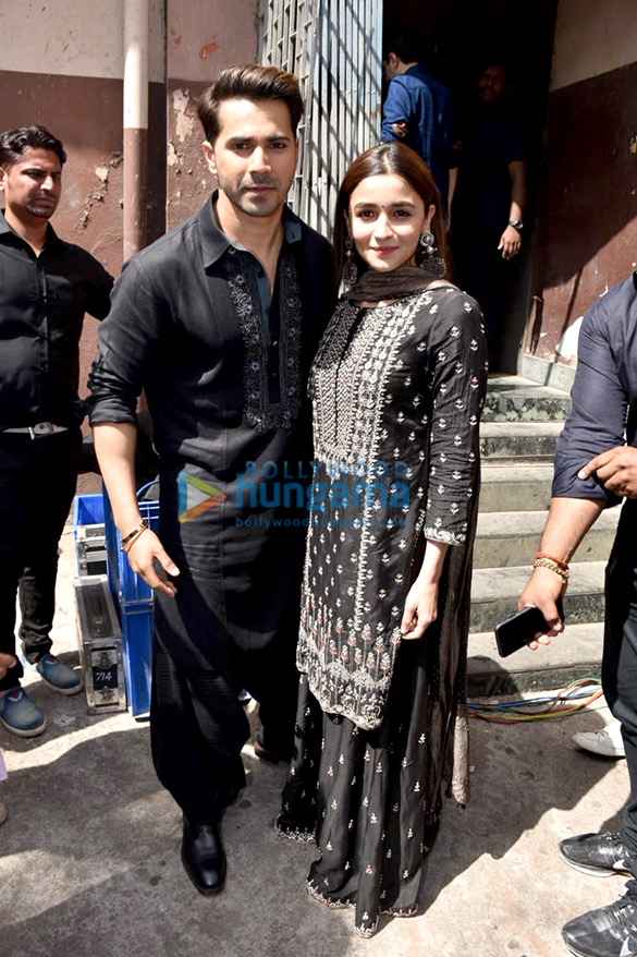 varun dhawan and alia bhatt snapped at the song launch of first class from kalank 1