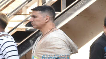 Akshay Kumar snapped during an ad shoot