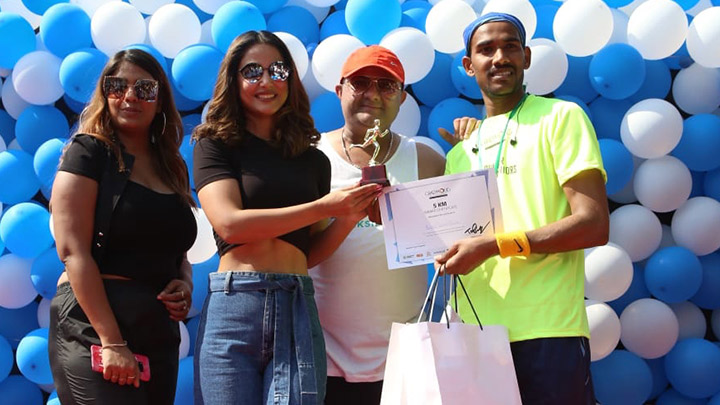 Hina Khan snapped attending the marathon in support of the Life Save Foundation