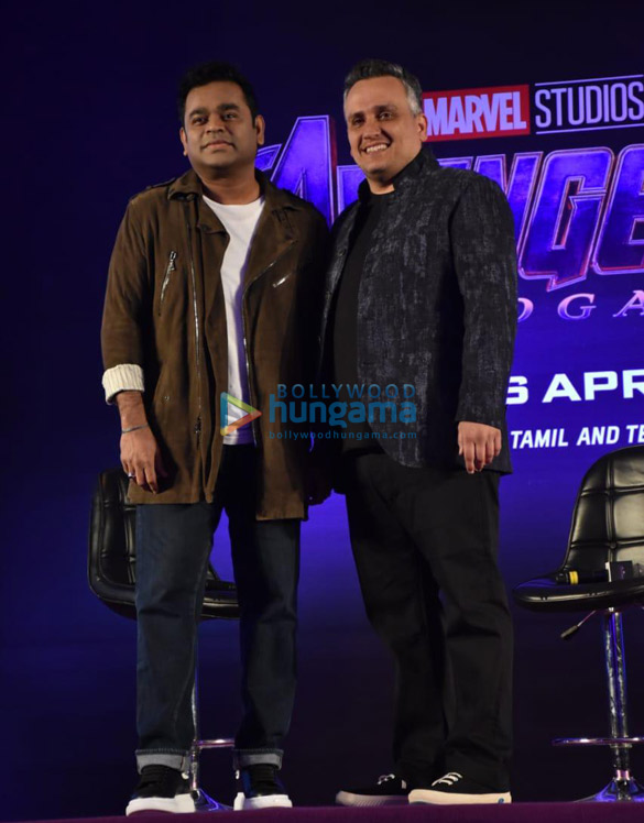 Joe Russo and A.R. Rahman launch the Marvel Anthem at the Avengers: Endgame event