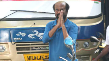 Rajinikanth snapped during a shoot in Bandra