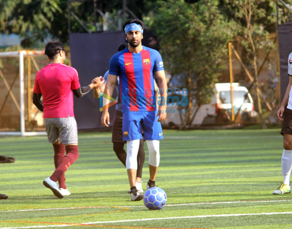 Ranbir Kapoor, Abhishek Bachchan and others snapped during a football match Ranbir Kapoor, Abhishek Bachchan and others snapped during a football match