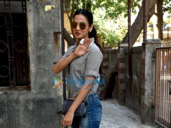 Sonal Chauhan snapped outside Skyfire producer Shabina Khan's office