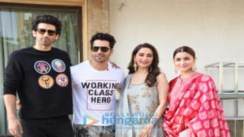 Varun Dhawan Madhuri Dixit, Aditya Roy Kapur and Alia Bhatt snapped promoting their film Kalank