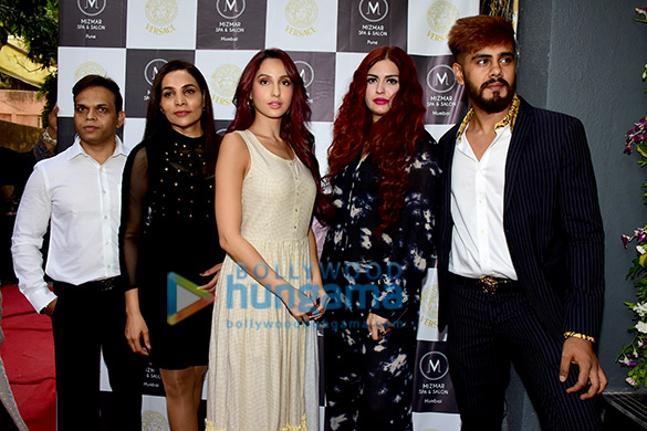 nora fatehi mohammad azharuddin ashish kapoor rekha chaudhari snapped at the launch of mizmar spa salon in bandra 3