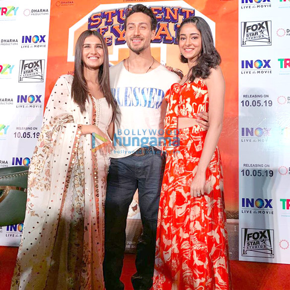 Tiger Shroff, Ananya Panday and Tara Sutaria snapped at the Patrika Gate during promotions of Student Of The Year 2 in Jaipur