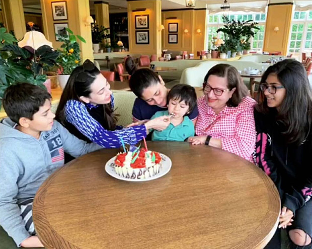 Kareena Kapoor is all smiles as Karisma Kapoor feeds cake to Taimur Ali Khan in this cutest picture ever