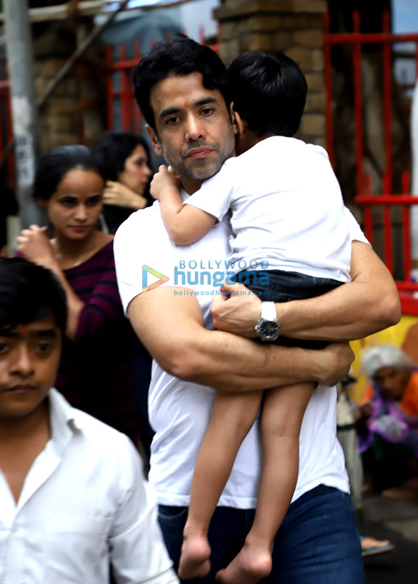 Photos: Tusshar Kapoor and his son Laksshya snapped at Shani Temple in Juhu