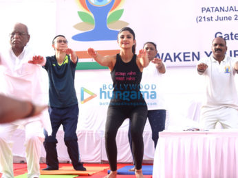 Photos: Shilpa Shetty snapped celebrating World Yoga Day at Gateway of India