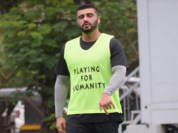 Arjun Kapoor and Mahendra Singh Dhoni snapped during a football match practice