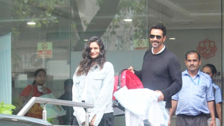 Arjun Rampal and Gabriella Demetriades discharge from hospital with new born son