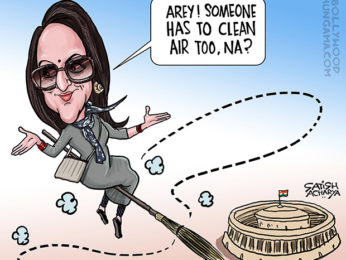 Bollywood Toons: Dharmendra trolls Hema Malini’s Swachh Bharat sweeping!
