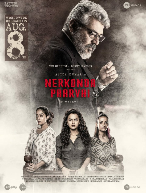 Boney Kapoor’s Nerkonda Paarvai starring Ajith gets U/A certificate by CBFC Boney Kapoor’s Nerkonda Paarvai starring Ajith gets U/A certificate by CBFC