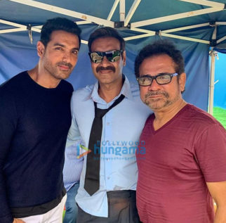 on the sets of the movie Pagalpanti