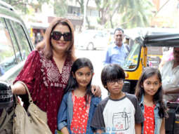 Photos: Farah Khan snapped with her kids at Kromakay Salon in Juhu