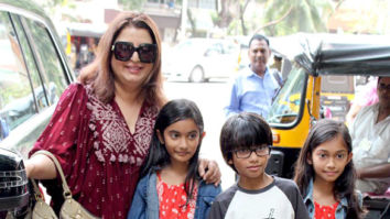 Photos: Farah Khan snapped with her kids at Kromakay Salon in Juhu