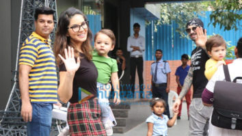 Photos: Sunny Leone snapped with her kids at play school in Juhu