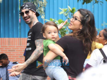 Photos: Sunny Leone snapped with her kids at play school in Juhu