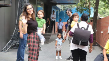 Sunny Leone snapped with her kids at play school in Juhu