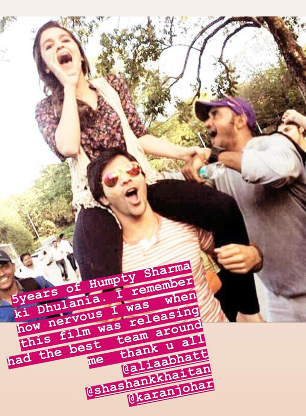 Humpty Sharma Ki Dulhania: Varun Dhawan and Alia Bhatt celebrate 5 years of the film’s release! Humpty Sharma Ki Dulhania: Varun Dhawan and Alia Bhatt celebrate 5 years of the film’s release!