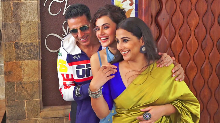 Akshay Kumar, Vidya Balan & Taapsee Pannu promoting their film Mission Mangal