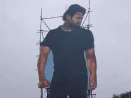 Fans of Saaho star Prabhas get a massive 70-feet installation for the pre-release event in Hyderabad