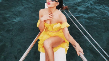 Jacqueline Fernandez stuns in a yellow off-shoulder dress during her birthday trip on a yacht in Sri Lanka