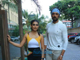 Photos: Kichcha Sudeepa and Aakanksha Singh snapped promoting Pehlwaan at JW Marriott
