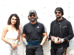 Photos: Suniel Shetty, Kichcha Sudeep and Aakanksha Singh spotted outside the set of The Kapil Sharma Show at Film City