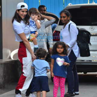 Photos: Sunny Leone snapped with her kids at a playschool