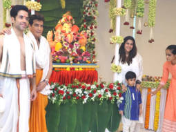 Jeetendra and Tusshar Kapoor snapped during Ganpati puja at their residence